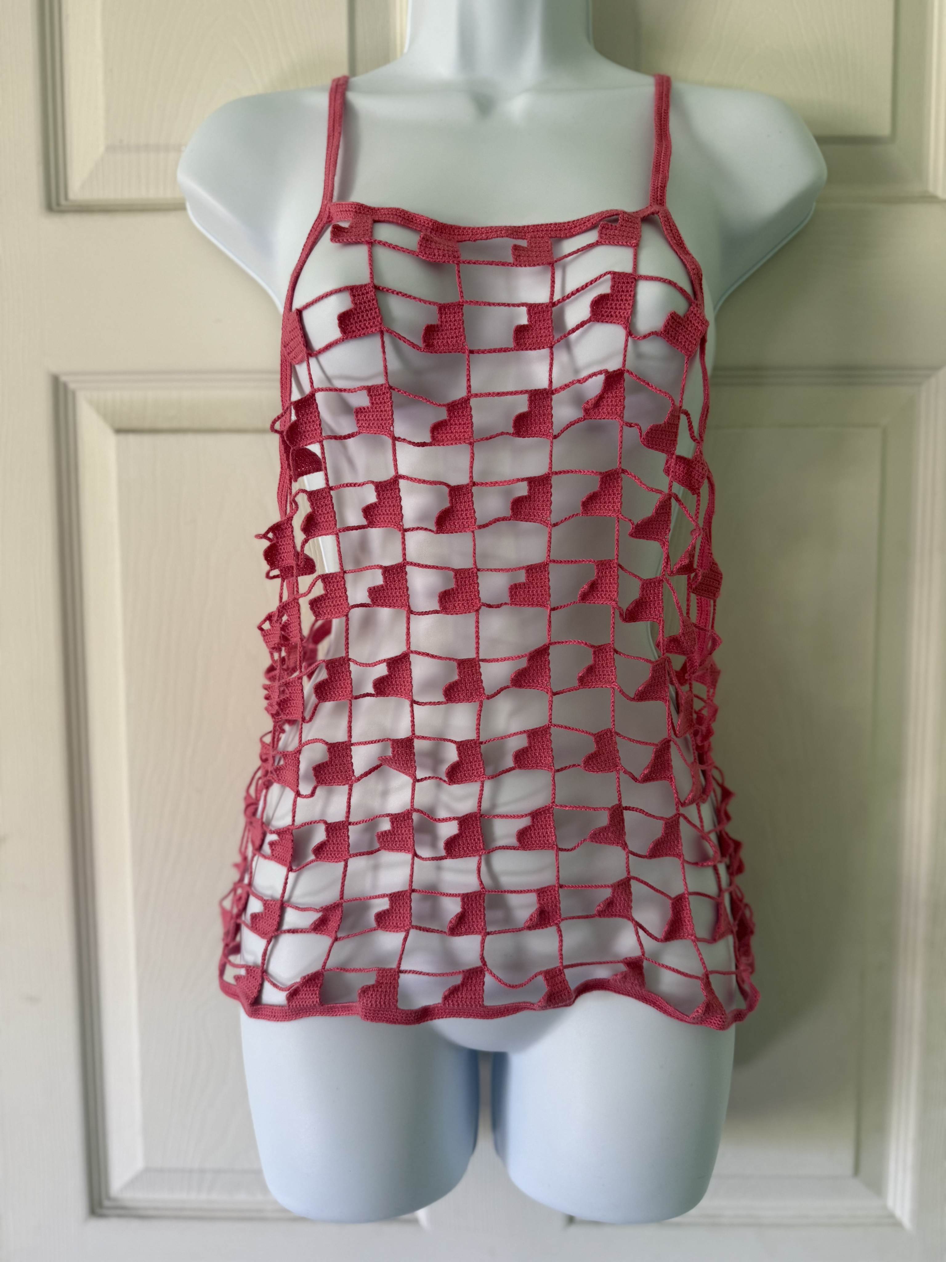 Crochet Pink Heart Motif Tank